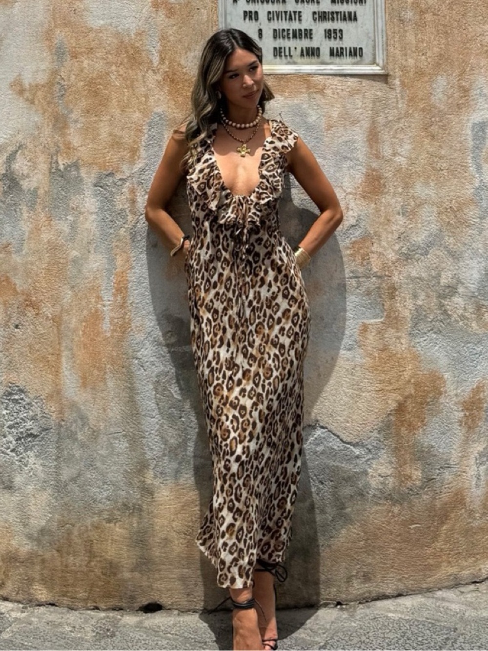 12th Tribe Leopard Print Maxi Dress - Size XS - Picture 2 of 8
